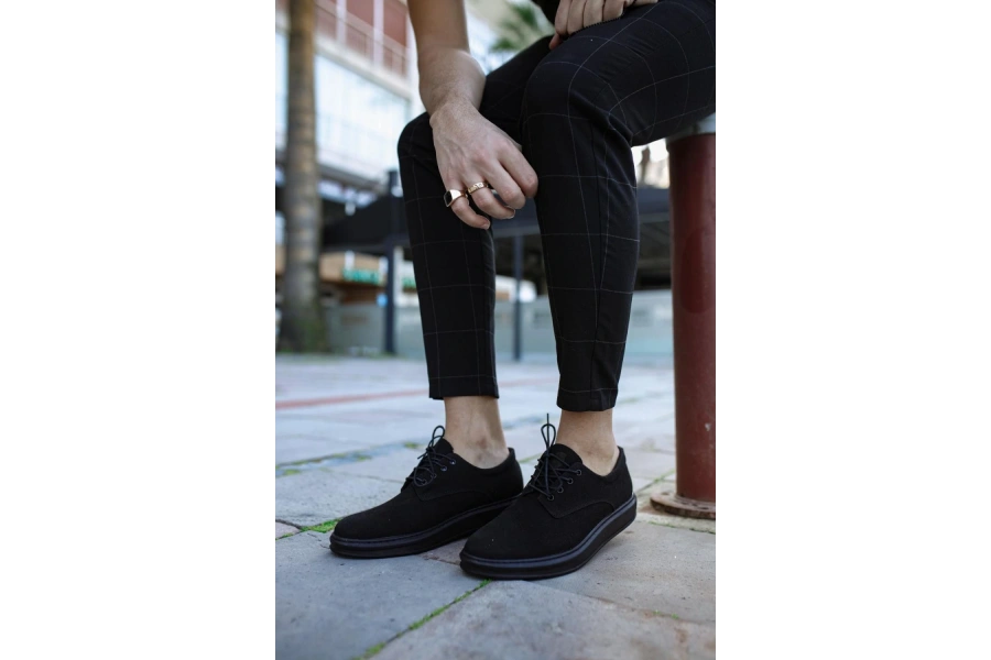 Shoecide Klasik Erkek Ayakkabı 001 Siyah Süet (siyah Taban)