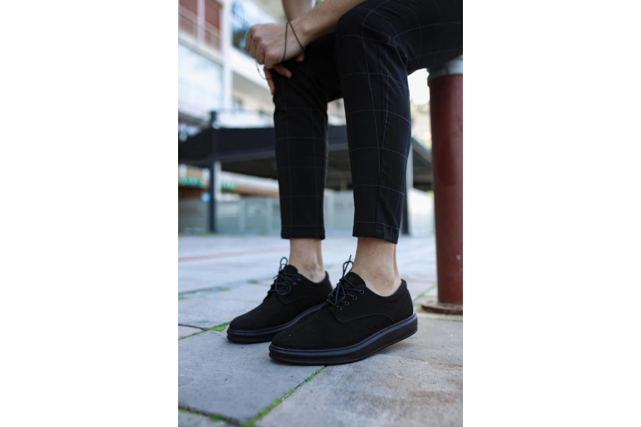 Shoecide Klasik Erkek Ayakkabı 001 Siyah Süet (siyah Taban)