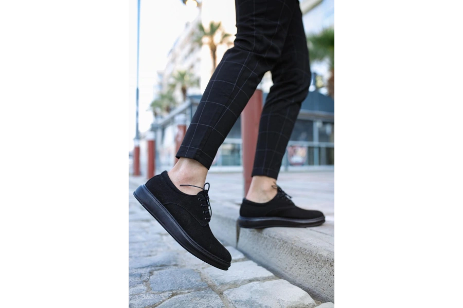 Shoecide Klasik Erkek Ayakkabı 001 Siyah Süet (siyah Taban)