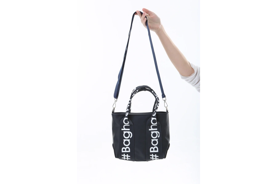 Shoecide Lacivert Mini Su Geçirmez Kulp Yazılı Tote Çanta