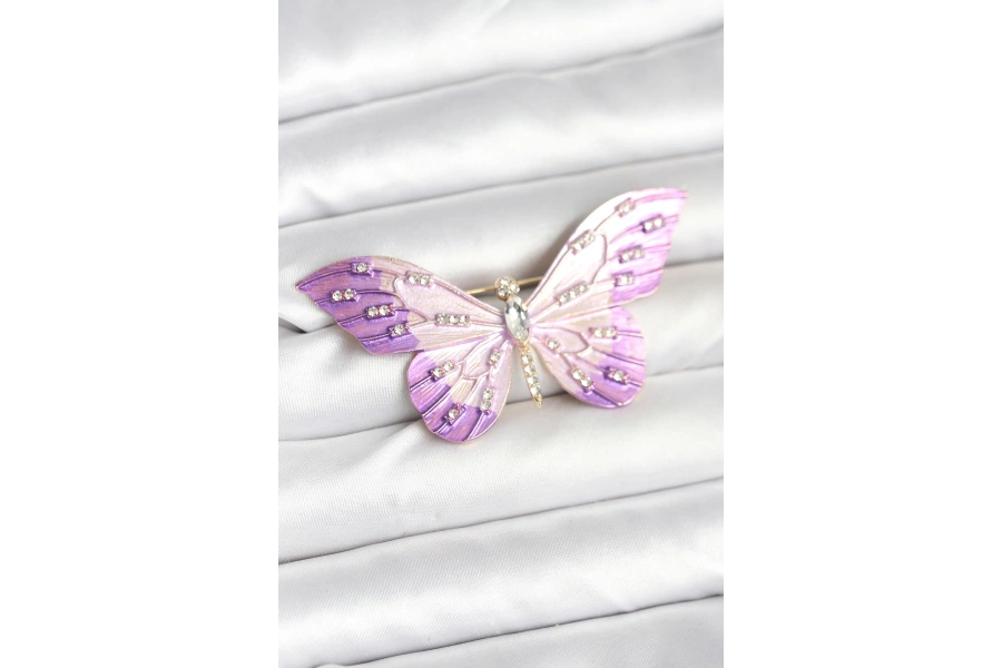 Shoecide Lila Renk Kelebek Model Broş