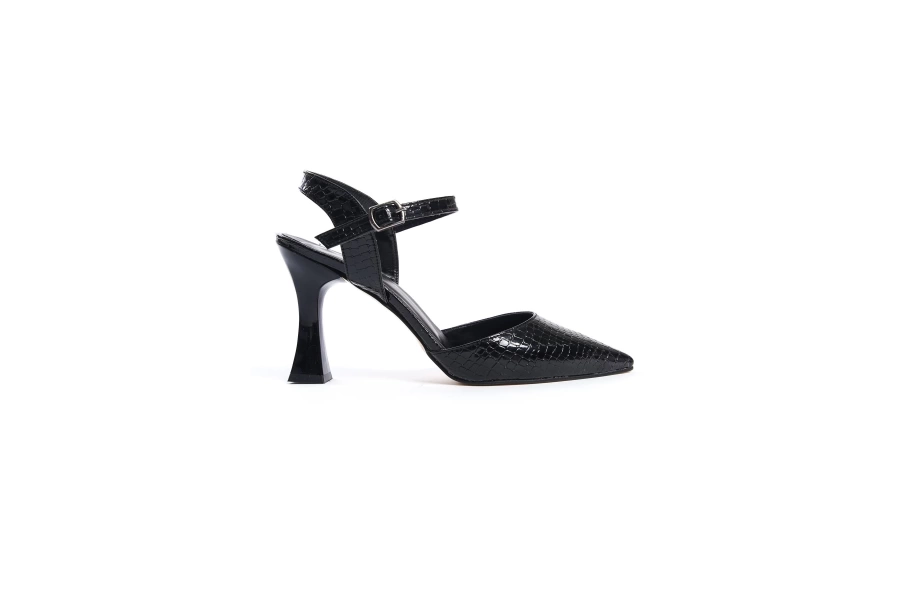 Shoecide Lux Hetr Siyah Topuklu Sivri Burun Günlük Sandalet Ayakkabı 309