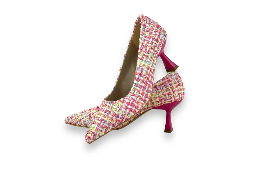 Shoecide Lux Kadın Fegt Fuşya Tekstil Kumaş Malzeme Abiye Ayakkabı 5 Cm 4125