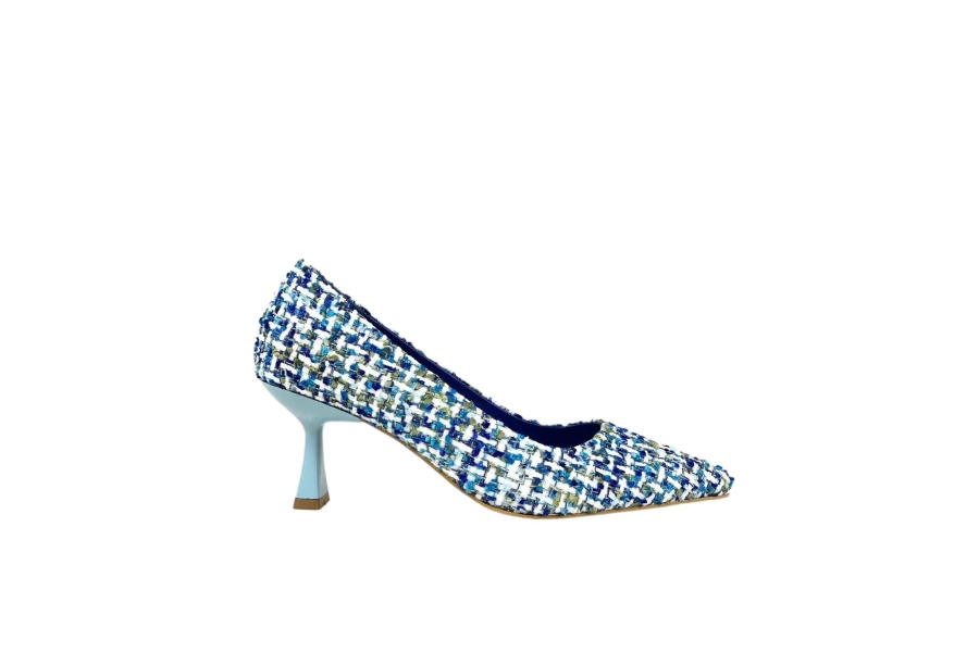 Shoecide Lux Kadın Fegt Mavi Tekstil Kumaş Malzeme Abiye Ayakkabı 5 Cm 4125