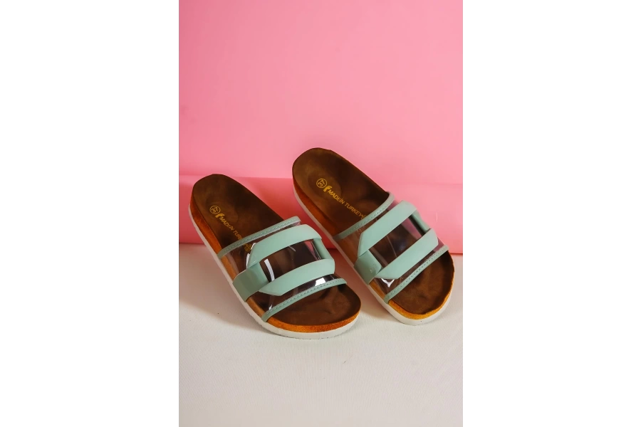 Shoecide Lux Kadın Karli Mint Tokalı Tek Bant Terlik&sandalet 005