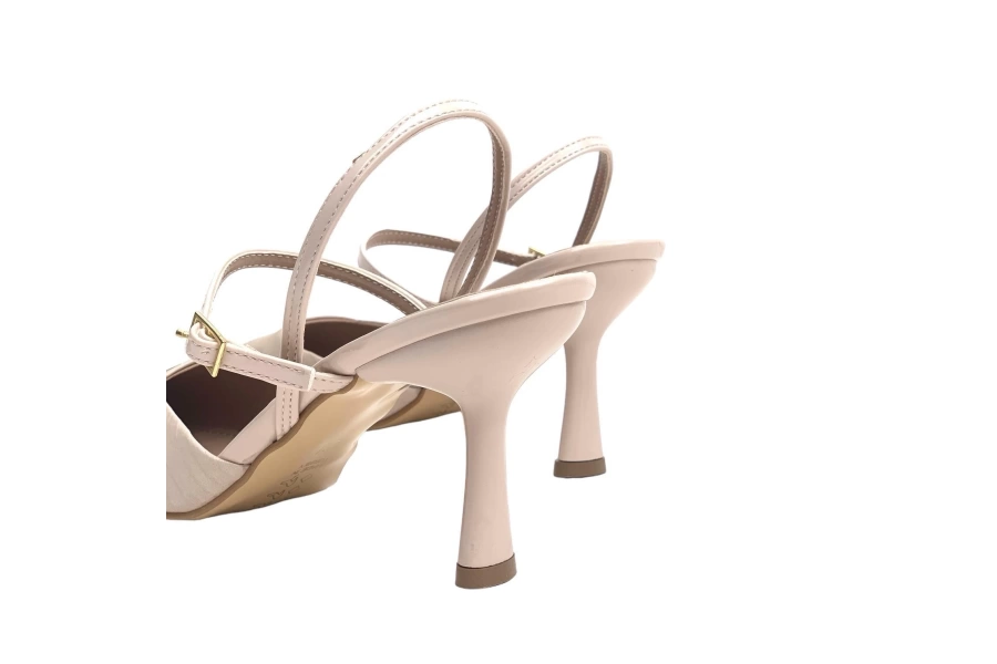 Shoecide Lux Kadın Kotla Bej İnce Topuk Bilekten Bağlamalı Kırışık Malzeme Ayakkabı 8 Cm 2103