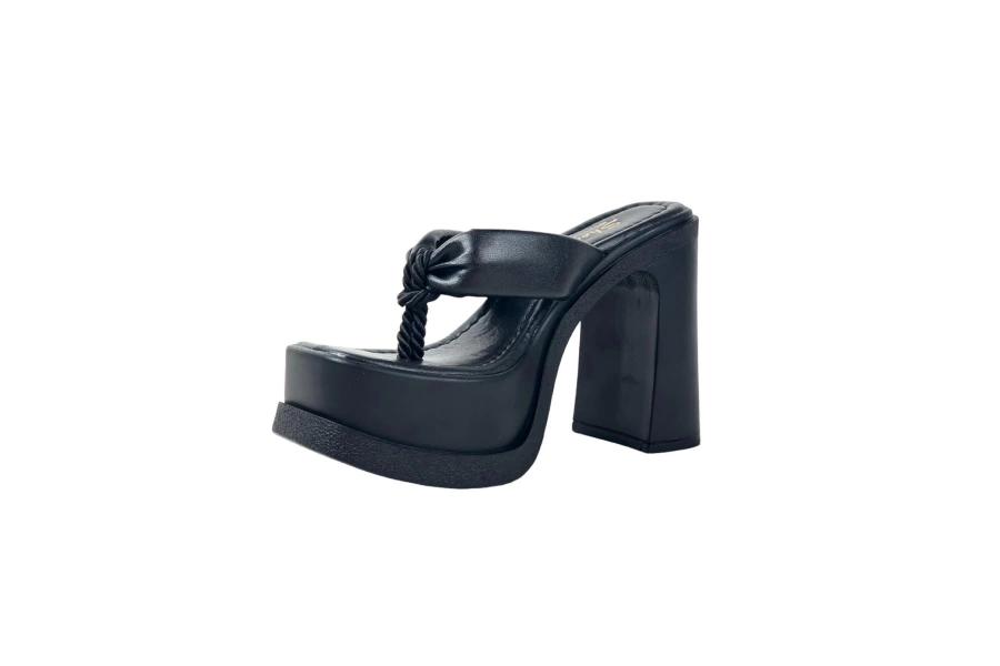Shoecide Lux Kadın Salda Siyah Parmak Arası Platform Terlik 15 Cm 1030