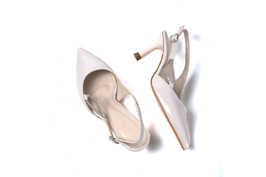 Shoecide Lux Kadın Ukla Ten Rugan Taş Detaylı Ayakkabı Sandalet 7 Cm 705
