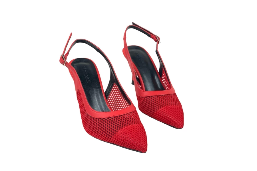 Shoecide Lux Kadın Yabv Kırmızı File Detaylı Yazlık Ayakkabı Sandalet 7 Cm 701