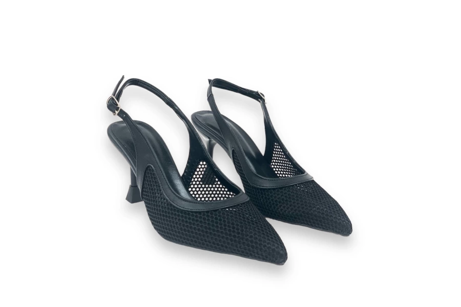 Shoecide Lux Kadın Yabv Siyah File Detaylı Yazlık Ayakkabı Sandalet 7 Cm 701