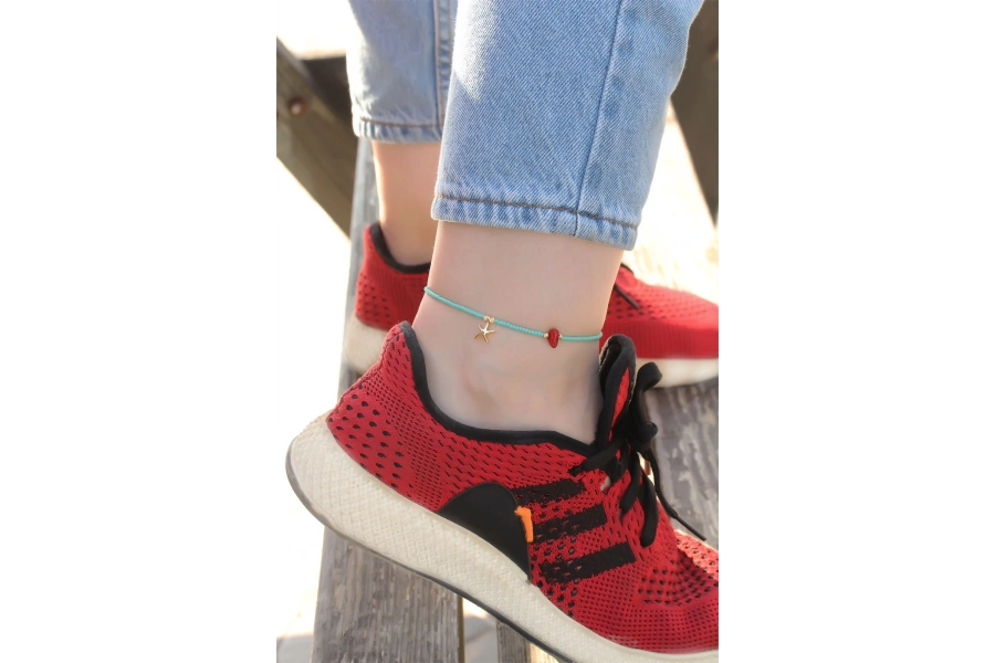 Shoecide Mavi Boncuk Tasarımlı Deniz Yıldızı Detaylı Halhal