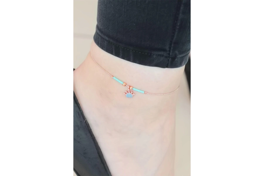 Shoecide Mavi Miyuki Taşlı Taçlı Hal Hal