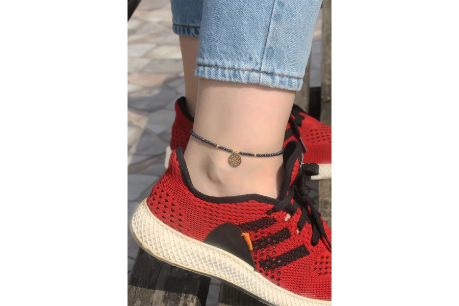 Shoecide Metal Aksesuarlı Boncuklu Halhal