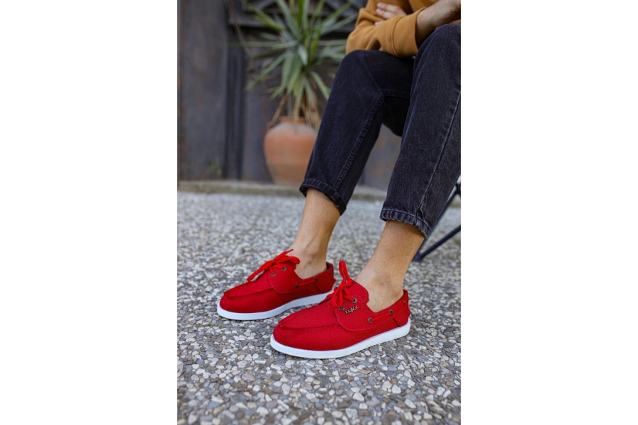 Shoecide Mevsimlik Keten Ayakkabı 008 Kırmızı