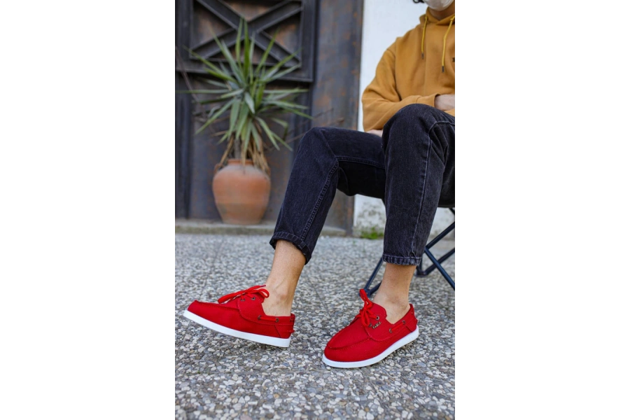 Shoecide Mevsimlik Keten Ayakkabı 008 Kırmızı
