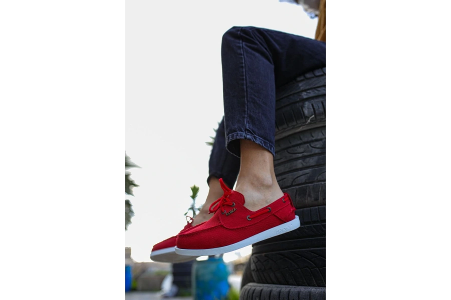 Shoecide Mevsimlik Keten Ayakkabı 008 Kırmızı