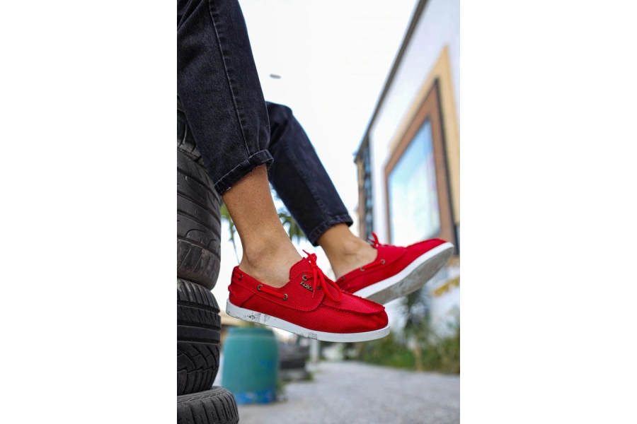 Shoecide Mevsimlik Keten Ayakkabı 008 Kırmızı