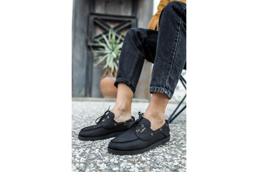 Shoecide Mevsimlik Keten Ayakkabı 008 Siyah (siyah Taban)