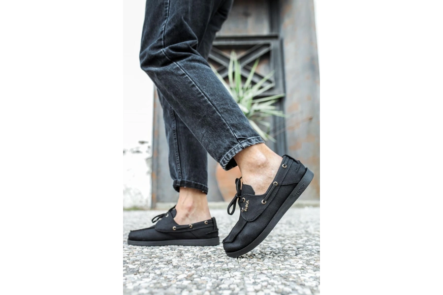 Shoecide Mevsimlik Keten Ayakkabı 008 Siyah (siyah Taban)