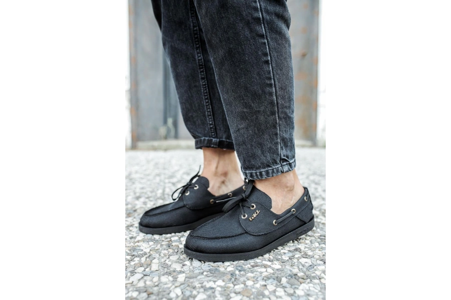Shoecide Mevsimlik Keten Ayakkabı 008 Siyah (siyah Taban)