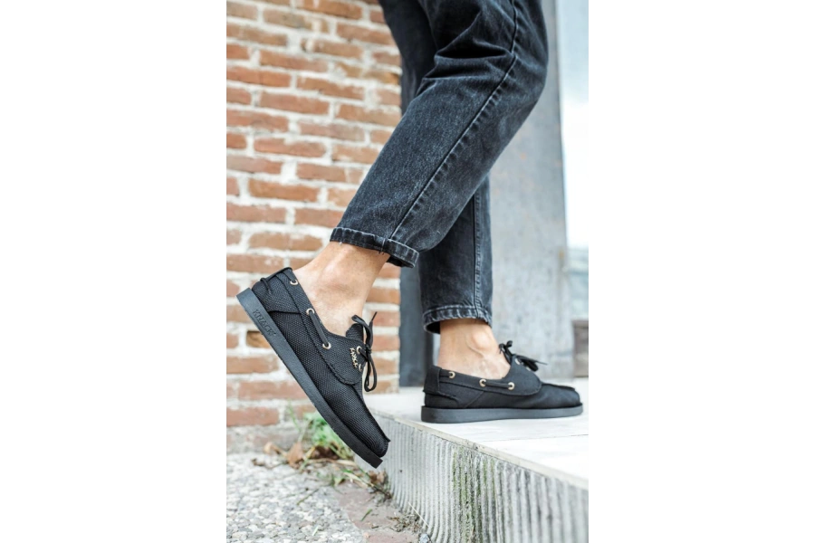 Shoecide Mevsimlik Keten Ayakkabı 008 Siyah (siyah Taban)