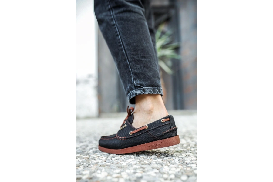 Shoecide Mevsimlik Keten Ayakkabı 008 Siyah (taba Taban)