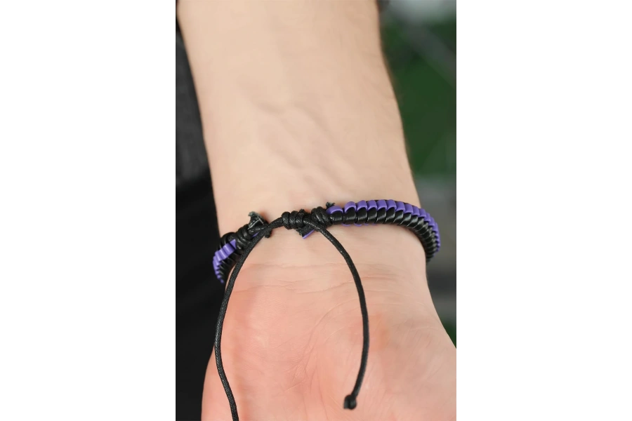 Shoecide Mor Deri Erkek Bileklik