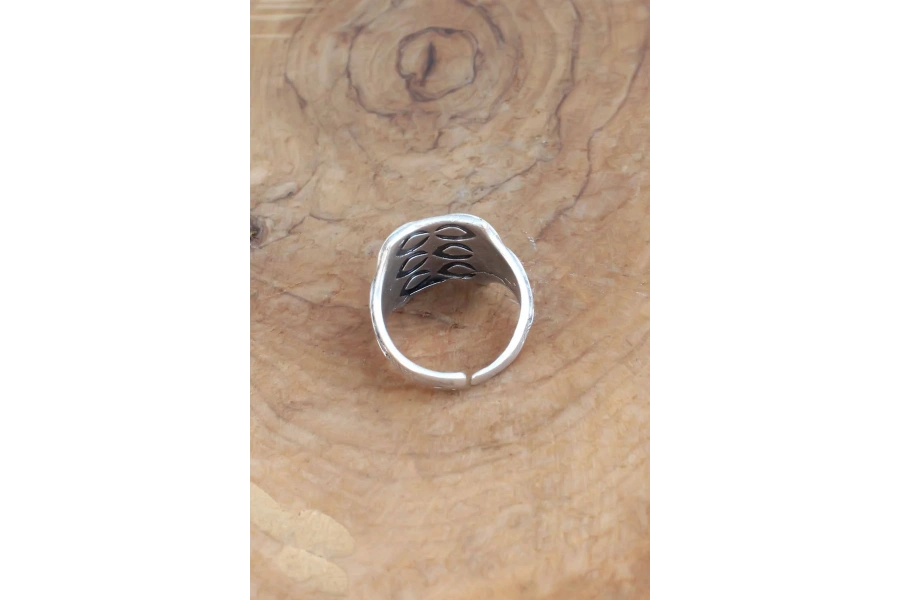 Shoecide Motifli Gümüş Renk Ayarlanabilir Erkek Yüzük