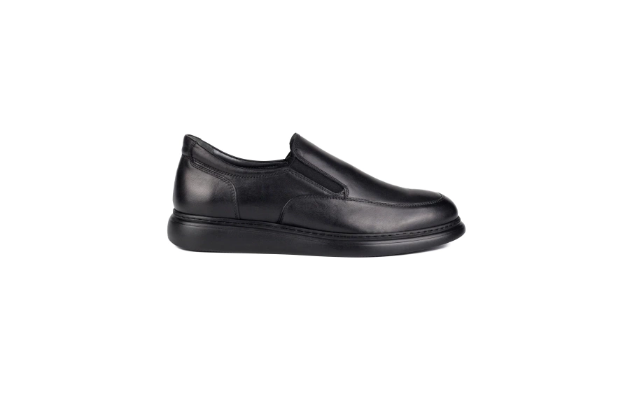 Shoecide Norge Siyah Hakiki Deri Günlük Klasik Erkek Ayakkabı