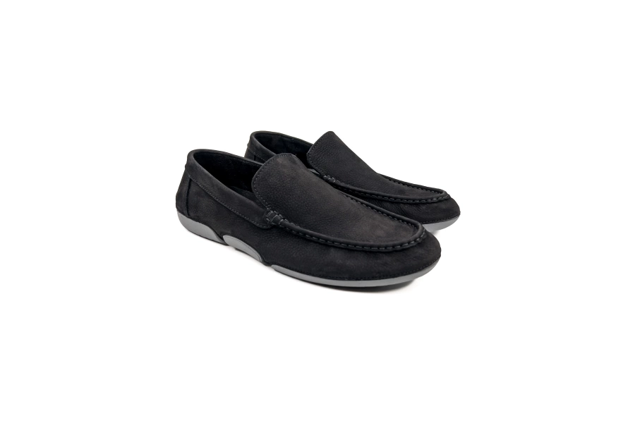 Shoecide Olympos Siyah Nubuk Hakiki Deri Erkek Loafer Ayakkabı