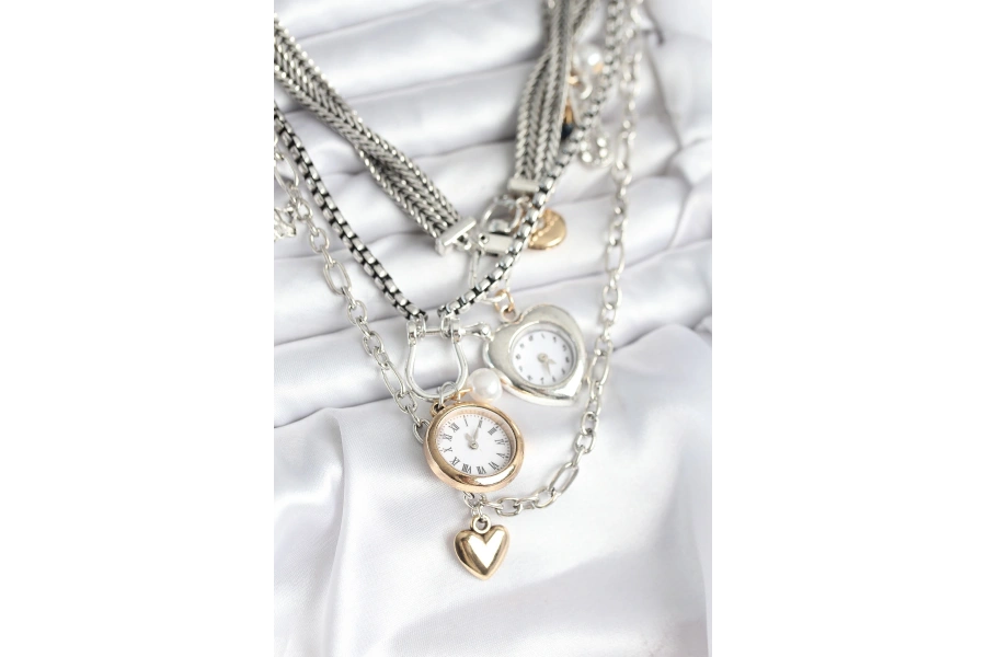 Shoecide Otantik Gümüş Renk Kadın Kolye Kombini