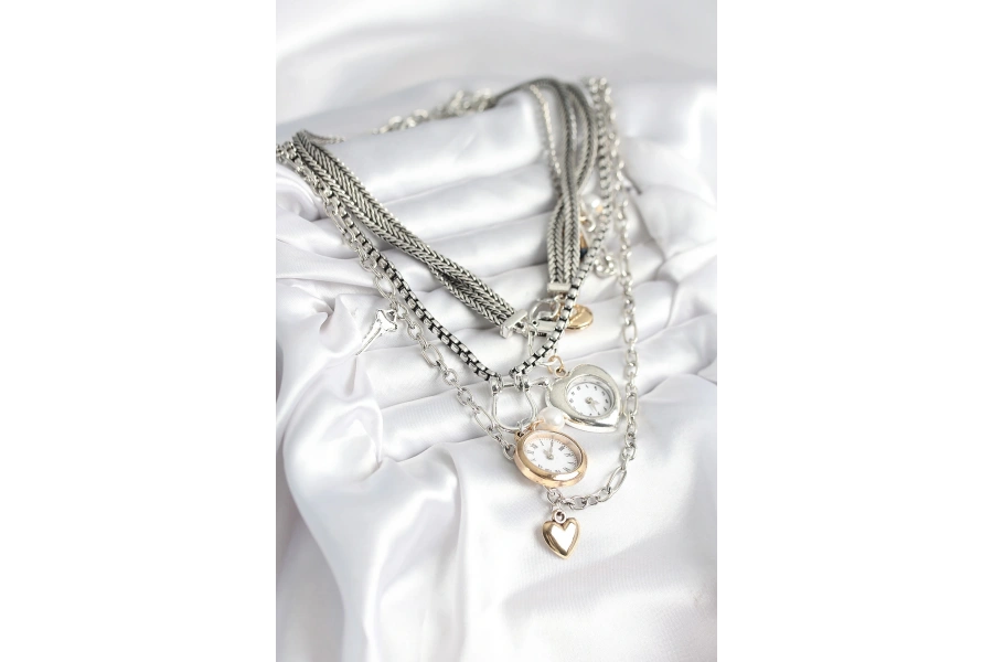 Shoecide Otantik Gümüş Renk Kadın Kolye Kombini