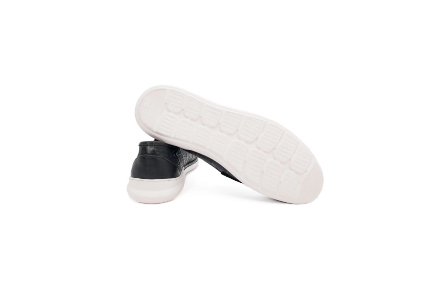 Shoecide Pergamon Siyah Kroko Desenli Hakiki Deri Erkek Günlük Ayakkabı