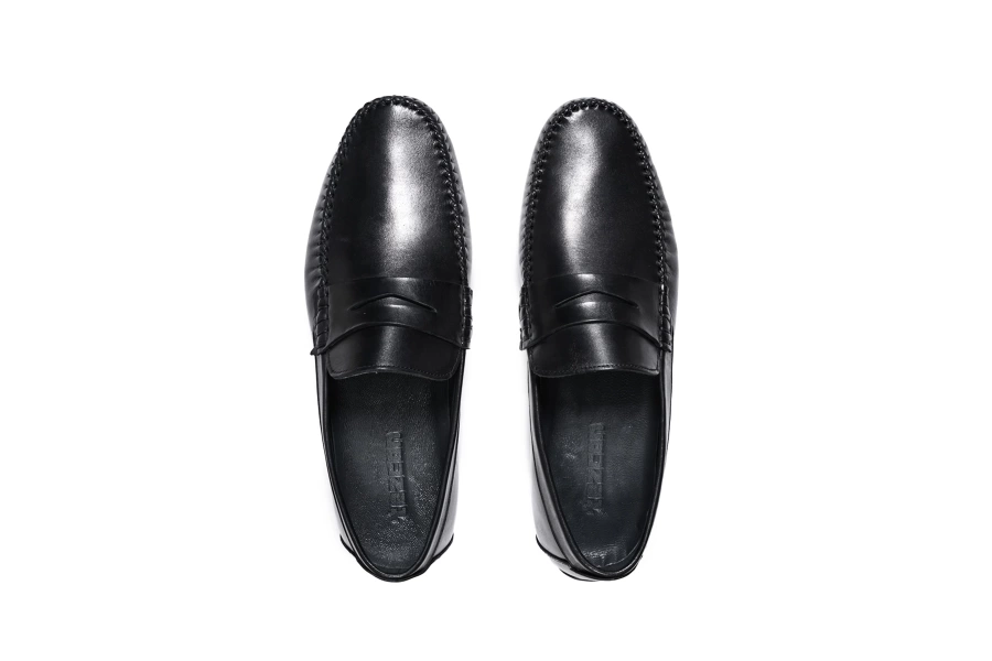 Shoecide Perge Siyah Hakiki Deri Erkek Loafer Ayakkabı