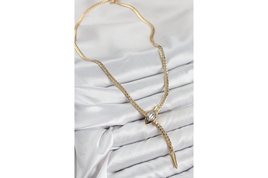 Shoecide Pirinç Asansörlü Yılan Model Gold Renk Kadın Kolye