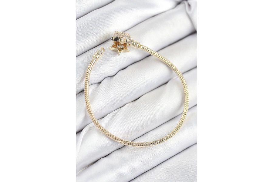 Shoecide Pirinç Charm Zirkon Taşlı Yıldız Model Gold Renk Kadın Bileklik