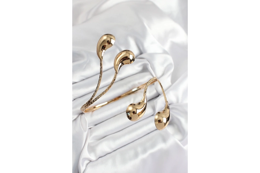 Shoecide Pirinç Damla Model Gold Renk Kadın Pazu Bileklik