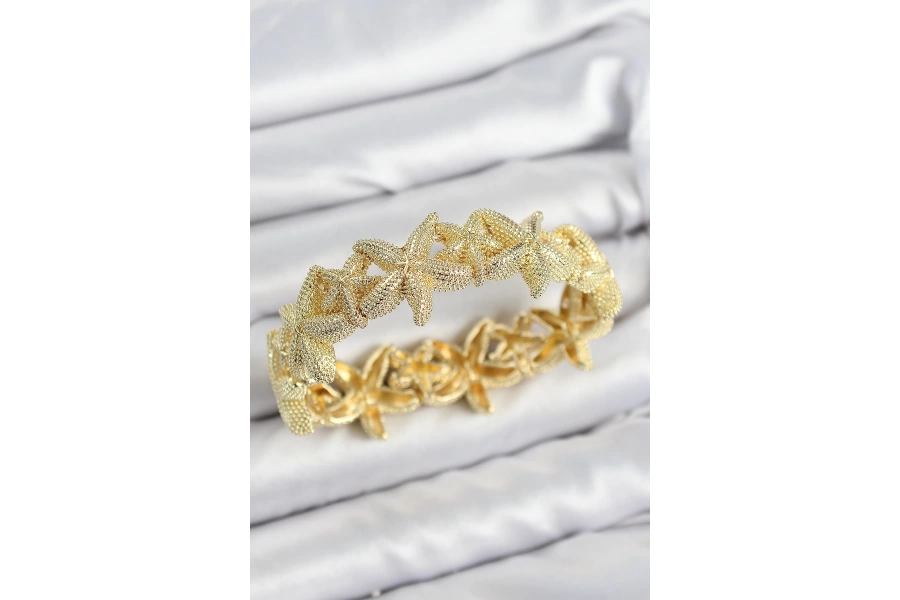 Shoecide Pirinç Deniz Yıldızı Model Gold Renk Lastikli Kadın Bileklik