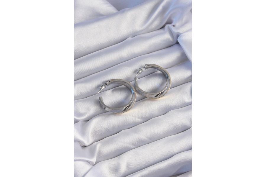 Shoecide Pirinç Gold Gümüş Renkli Halka Küpe