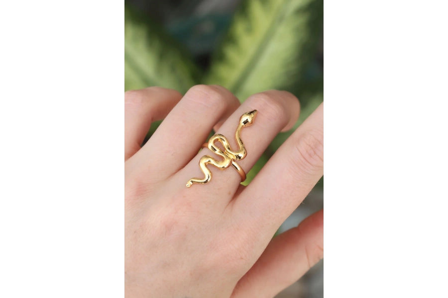 Shoecide Pirinç Gold Renk Ayarlanabilir Yılan Yüzük