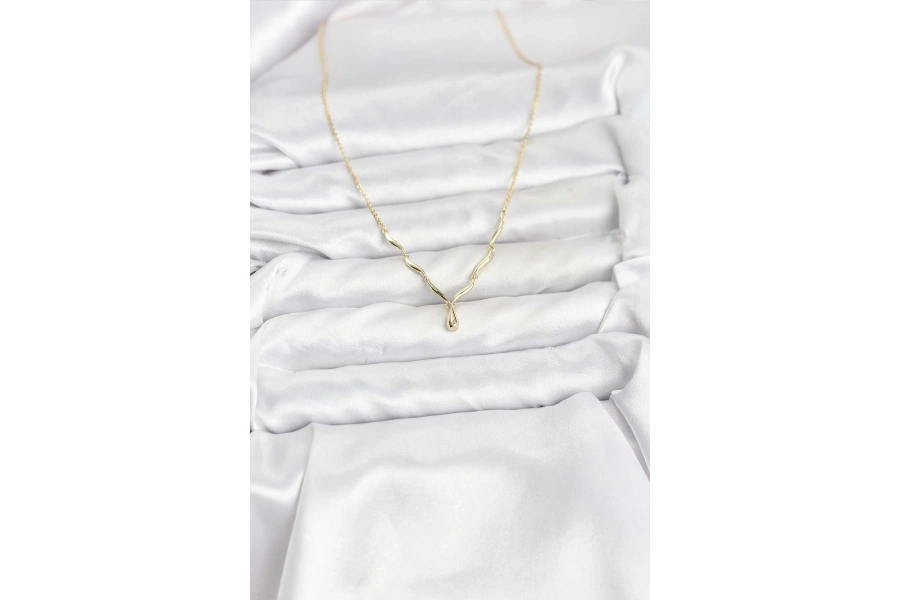 Shoecide Pirinç Gold Renk Damla Model Kadın Kolye