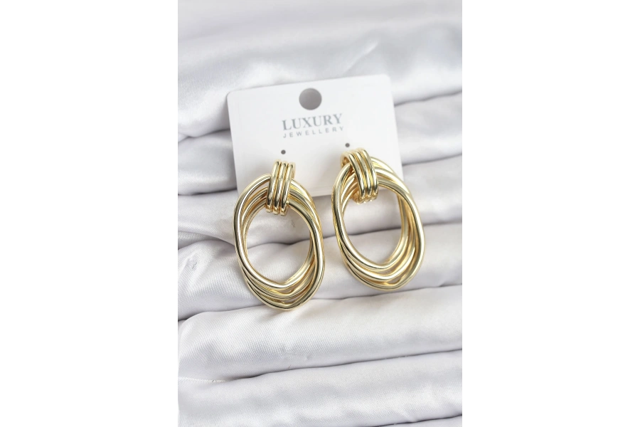 Shoecide Pirinç Gold Renk Damla Model Vintage Kadın Küpe