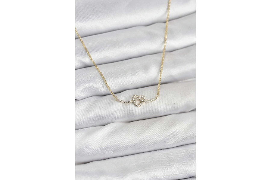 Shoecide Pirinç Gold Renk Düğüm Kalp Model Kadın Kolye