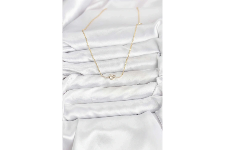 Shoecide Pirinç Gold Renk Düğüm Kalp Model Kadın Kolye