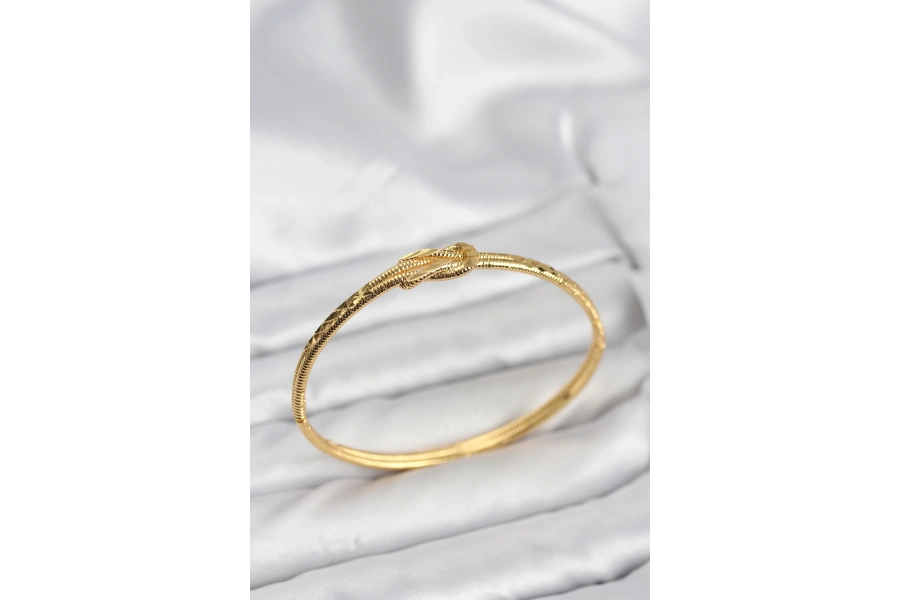 Shoecide Pirinç Gold Renk Düğüm Model Kadın Kelepçe Bileklik