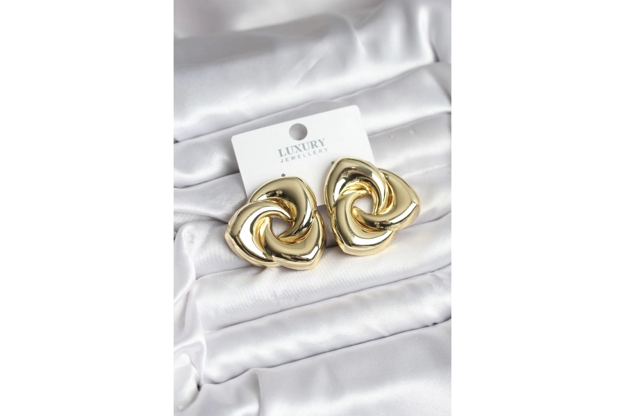 Shoecide Pirinç Gold Renk Geometrik Vintage Kadın Küpe