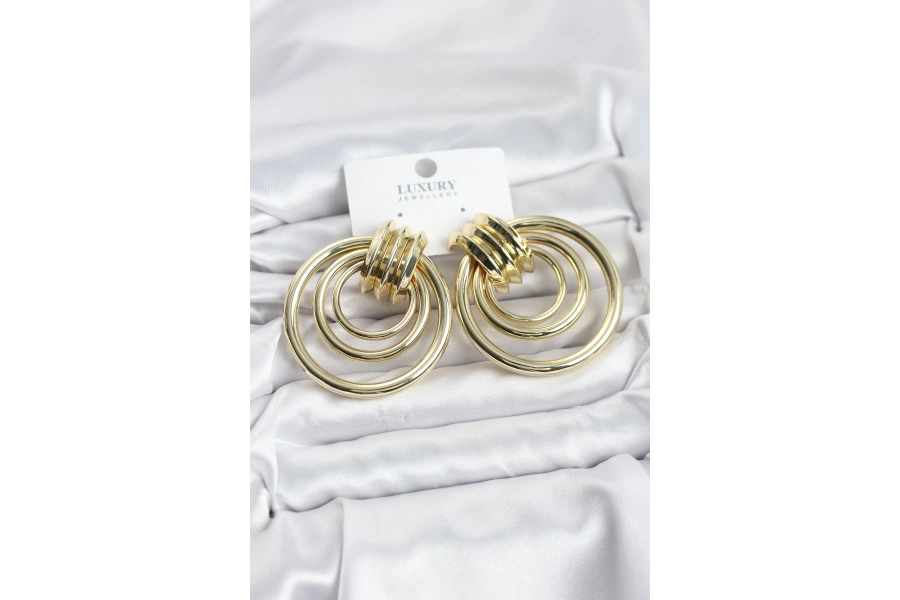 Shoecide Pirinç Gold Renk Halka Model Vintage Kadın Küpe