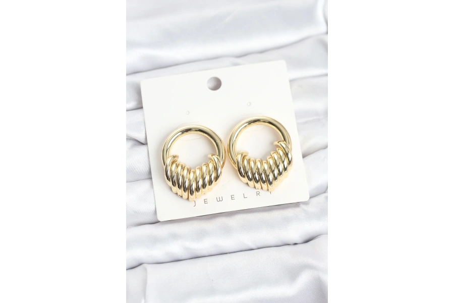 Shoecide Pirinç Gold Renk Halka Sarmal Model Vintage Kadın Küpe