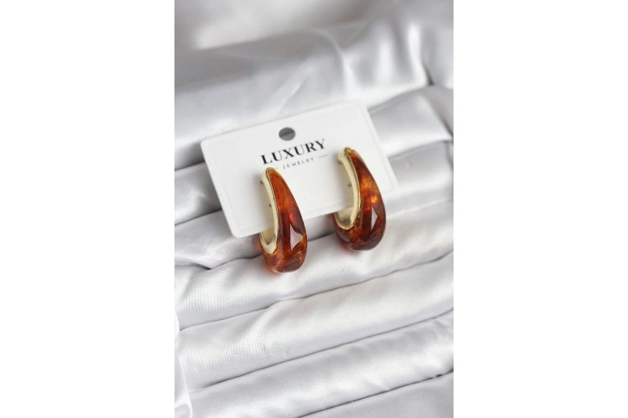 Shoecide Pirinç Gold Renk Kahverengi Vintage Kadın Küpe