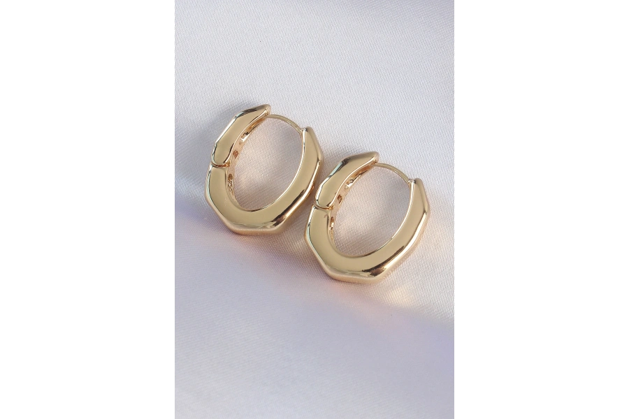 Shoecide Pirinç Gold Renk Kalın Kemik Model Küpe